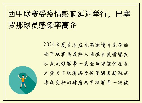 西甲联赛受疫情影响延迟举行，巴塞罗那球员感染率高企